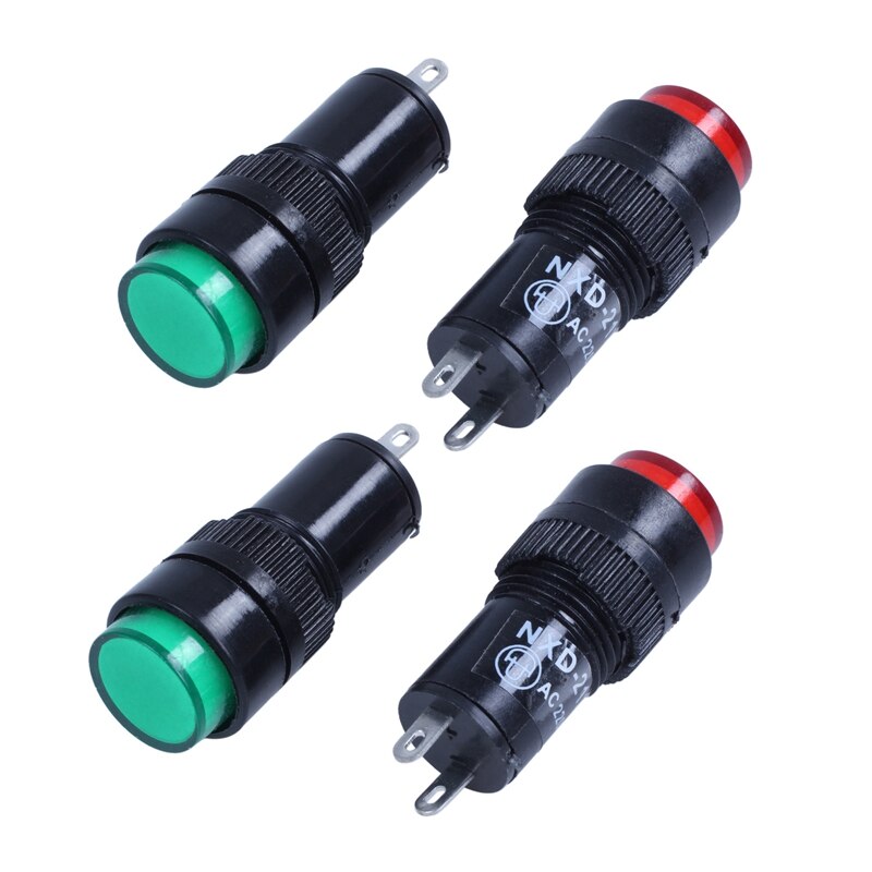 AC 220 V 2 P 신호 램프 빨간색 녹색 파일럿 조명 전구 표시기 24 개